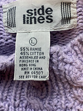 Load image into Gallery viewer, Vintage Side Lines Sweater Womens Large Lavender Cable Knit Ramie Turtle Neck
