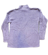 Load image into Gallery viewer, Vintage Side Lines Sweater Womens Large Lavender Cable Knit Ramie Turtle Neck
