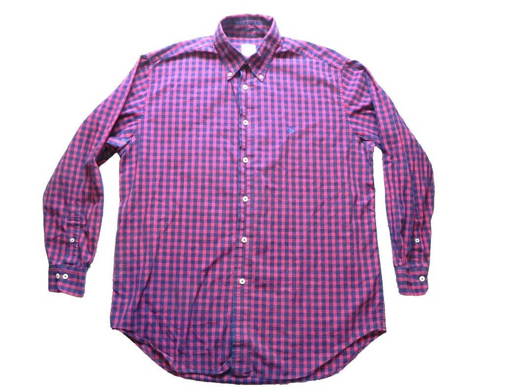 Brooks Brothers Shirt Adult Medium Long Sleeve Regular Fit Plaid 346 Polo Mens