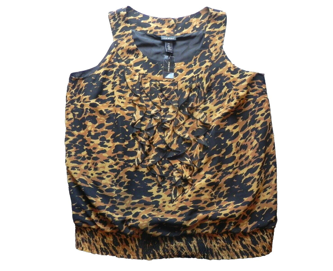 Lane Bryant Shirt Womens 28 Animal Print Leopard Sleeveless Tank Blouse Plus NWT