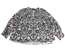 Load image into Gallery viewer, Lane Bryant Shirt Womens 22 Black Purple AOP Flower Boho Blouse Tunic Plus Lady
