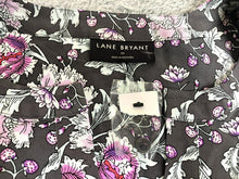 Load image into Gallery viewer, Lane Bryant Shirt Womens 22 Black Purple AOP Flower Boho Blouse Tunic Plus Lady
