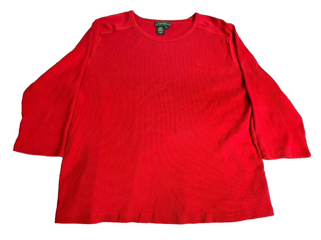 Lauren Ralph Lauren Sweater Womens 3X Red Boxy Outerwear Pullover Plus Ladies