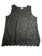 Load image into Gallery viewer, Catherines Shirt Womens 20W Black Sequins Lace Line Tank Blouse Plus Ladies
