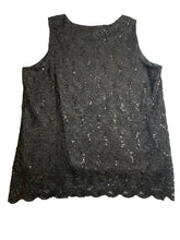Load image into Gallery viewer, Catherines Shirt Womens 20W Black Sequins Lace Line Tank Blouse Plus Ladies
