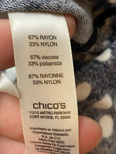 Load image into Gallery viewer, Chico&#39;s Shirt Womens 3 Black White Polkadots Rayon Nylon Flowy Blouse Zip Back
