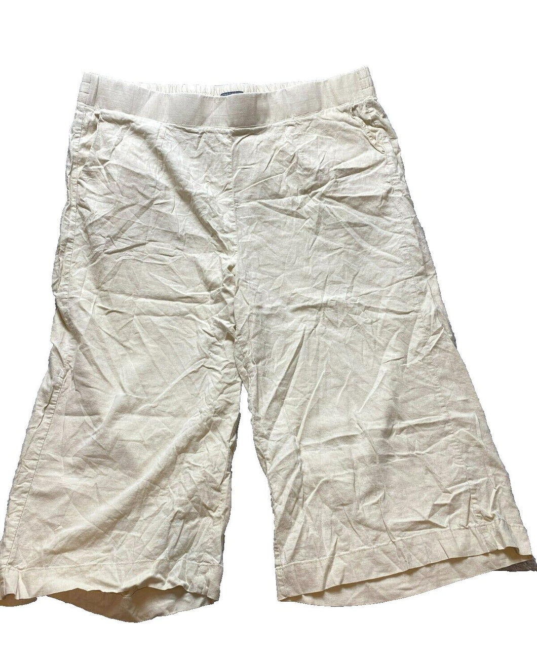 Torrid Pants Womens 3 (45x20) Beige Wide Cropped Capri Linen Rayon Spandex Lady