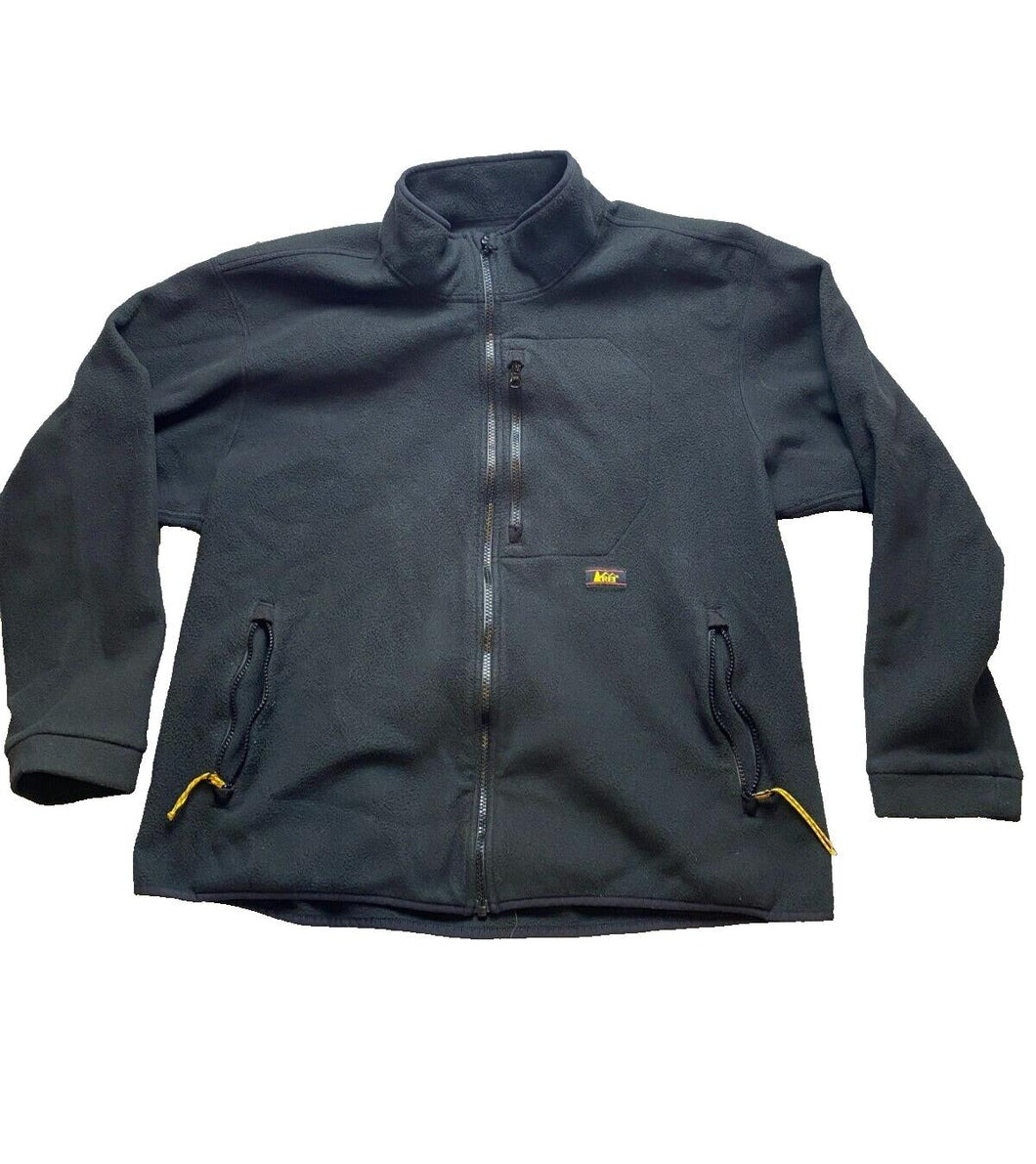 REI Jacket Adult Extra Large Black Full Zip Fleece Outdoor Gear Mock Neck Mens
