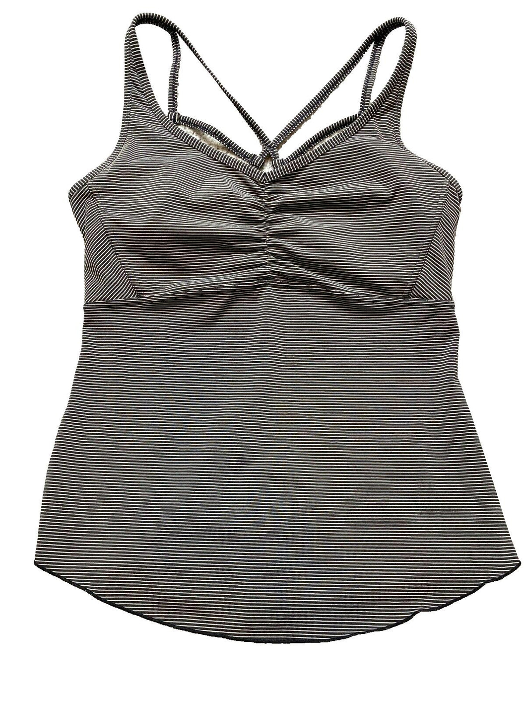 Prana Shirt Womens Large Black White Filament Tank Bra Workout Active Yoga Lady