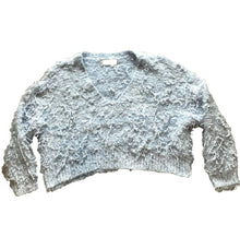 Load image into Gallery viewer, Anthropologie Altar&#39;D State Sweater Womens Medium Light Blue Fuzzy Cropped Boho
