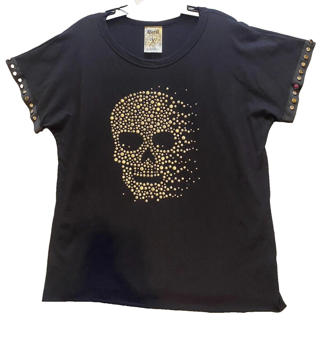 Vocal Shirt Women Small Black Studded Bling Skull Grunge Punk Streetwear NWOT