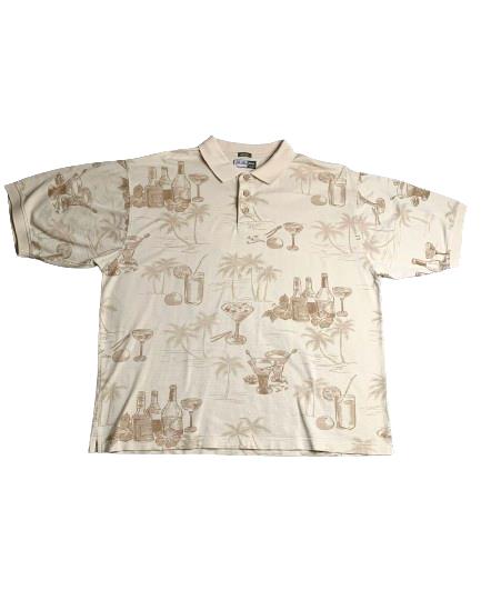 The Skins Game Shirt Adult Extra Large Beige AOP Cocktails Hawaiian Aloha Mens