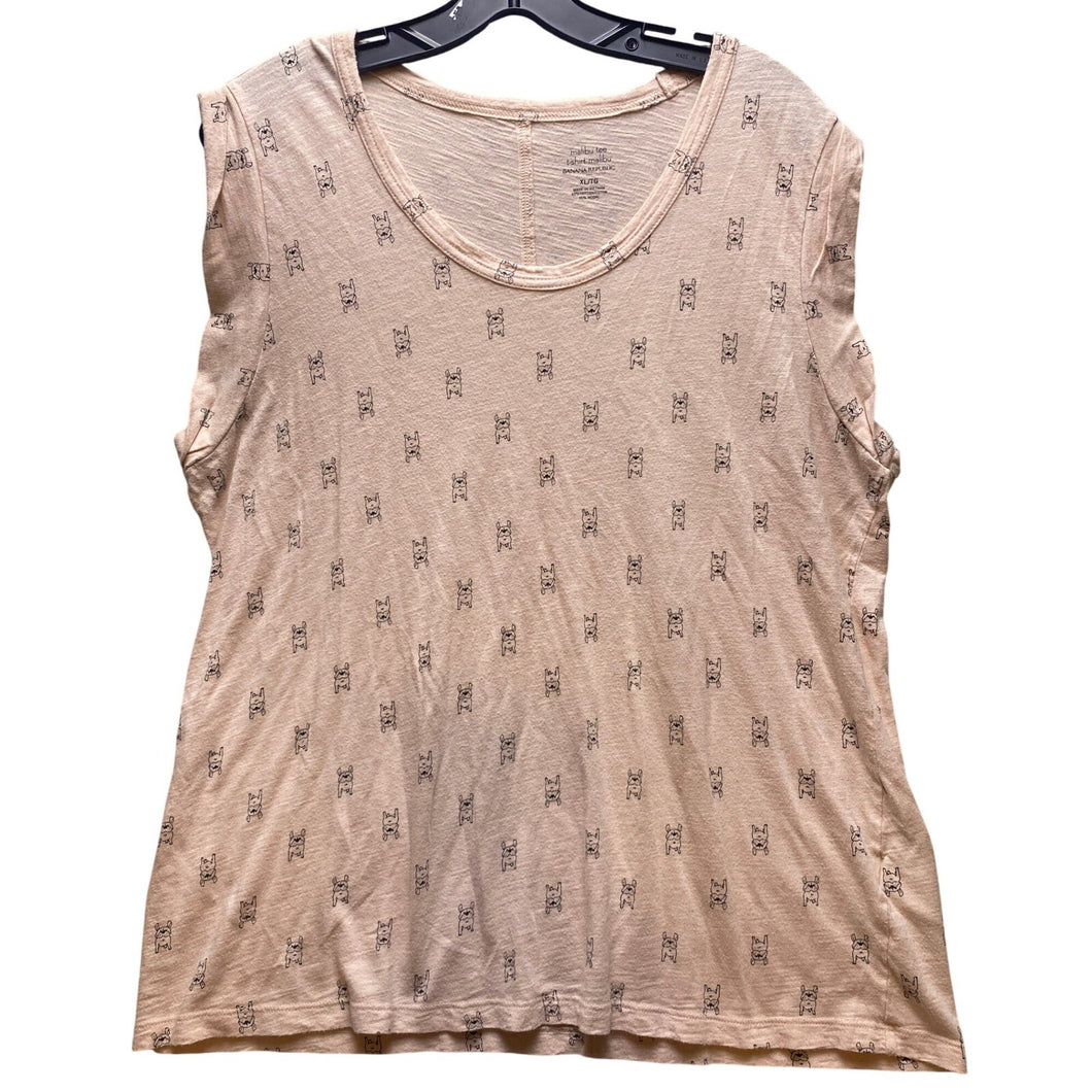 Banana Republic Shirt Womens Extra Large Pink Malibu Tee Frenchie AOP Sleeveless