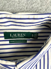 Load image into Gallery viewer, Lauren Ralph Lauren Shirt Adult Extra Large White Purple Striped Stretch LRL Men
