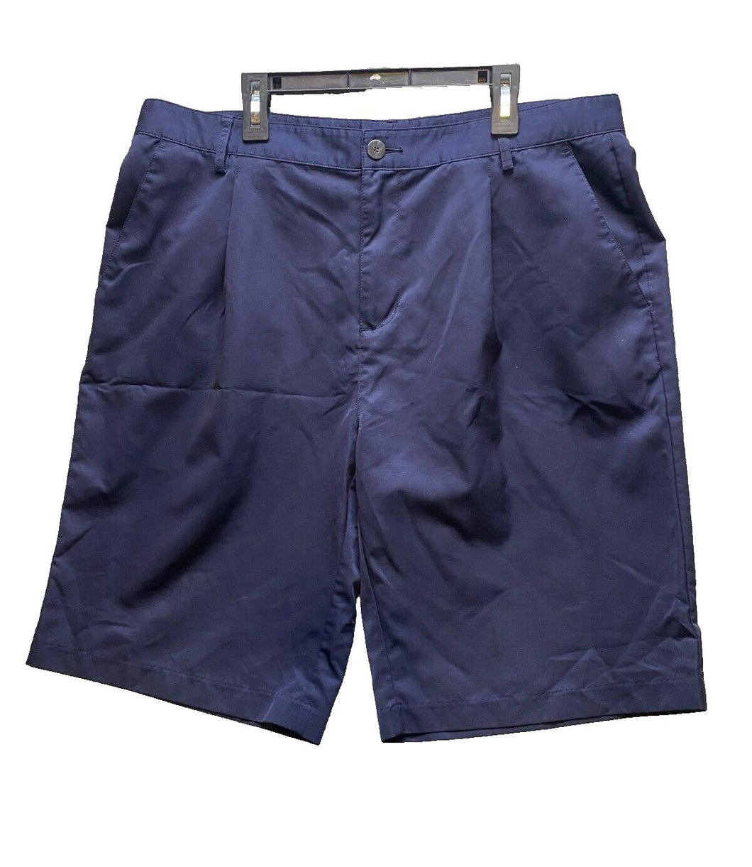 Adidas Shorts Adult 34 Navy Blue Pleated Golf Athletic Embroidered Logo Mens