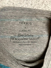 Load image into Gallery viewer, Torrid Shirt Womens 0 Gray Rainbow Striped Oversized Classic Fit Rayon Ladies
