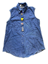 Load image into Gallery viewer, VTG Looney Tunes Shirt Womens Extra Large Button Up Denim Tweety Bunny Tunic USA
