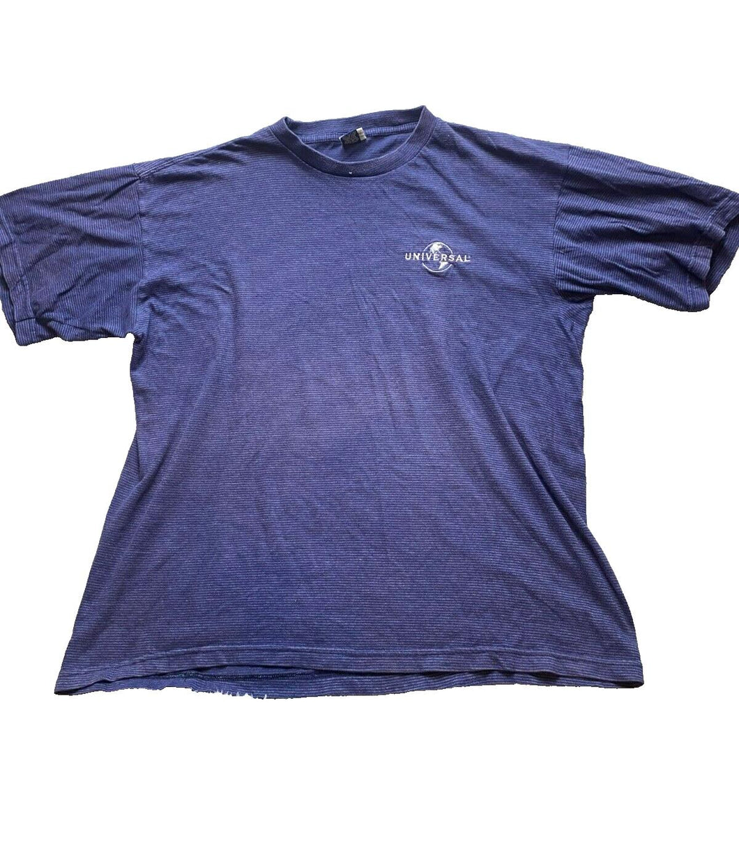 VTG Universal Studios Shirt Adult Extra Large Striped Embordered Globe Logo Mens