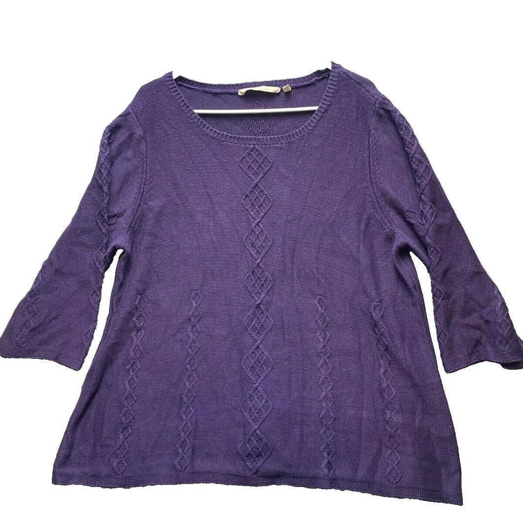 Soft Surroundings Sweater Womens 1X Cable Knit Silk Cashmere Outerwear Plus Lady