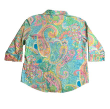 Load image into Gallery viewer, Lauren Ralph Lauren Shirt Womens Large Green Pink AOP Paisley Oversized Ladies
