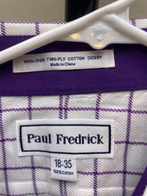 Load image into Gallery viewer, Paul Fredrick Shirt Adult 18-35 (4X) Purple Button Up Cuffs Contrast Dress Mens
