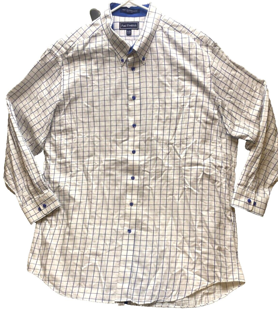 Paul Fredrick Shirt Adult 18-35 (4X) Button Up Flip Cuffs Contrast Dress Mens