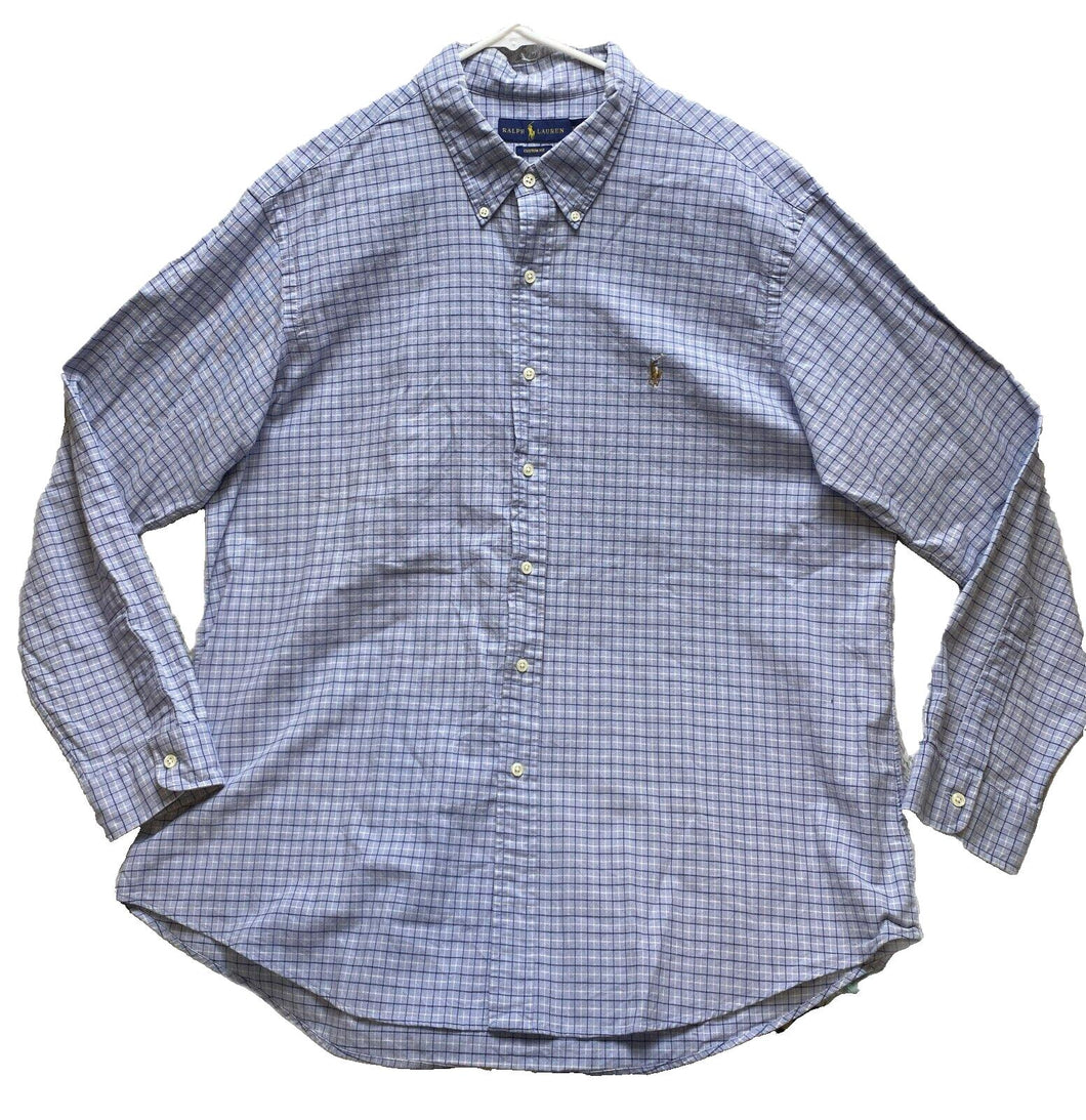 Lauren Ralph Lauren Shirt Adult 2XL Custom Fit Button Up Flesh Pony Casual Mens