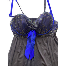 Load image into Gallery viewer, Cacique Slip Dress Womens 22/24 Babydoll Lingerie Black Blue Lace Ribbon NWT
