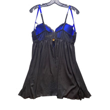 Load image into Gallery viewer, Cacique Slip Dress Womens 22/24 Babydoll Lingerie Black Blue Lace Ribbon NWT
