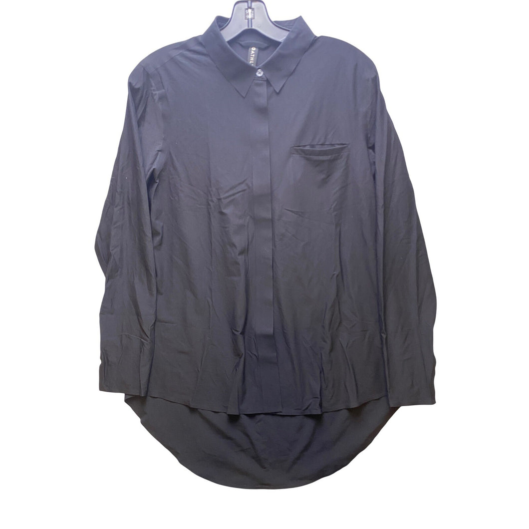 Athleta Shirt Womens Small Black Button Down Tunic Long Sleeve Athleisure