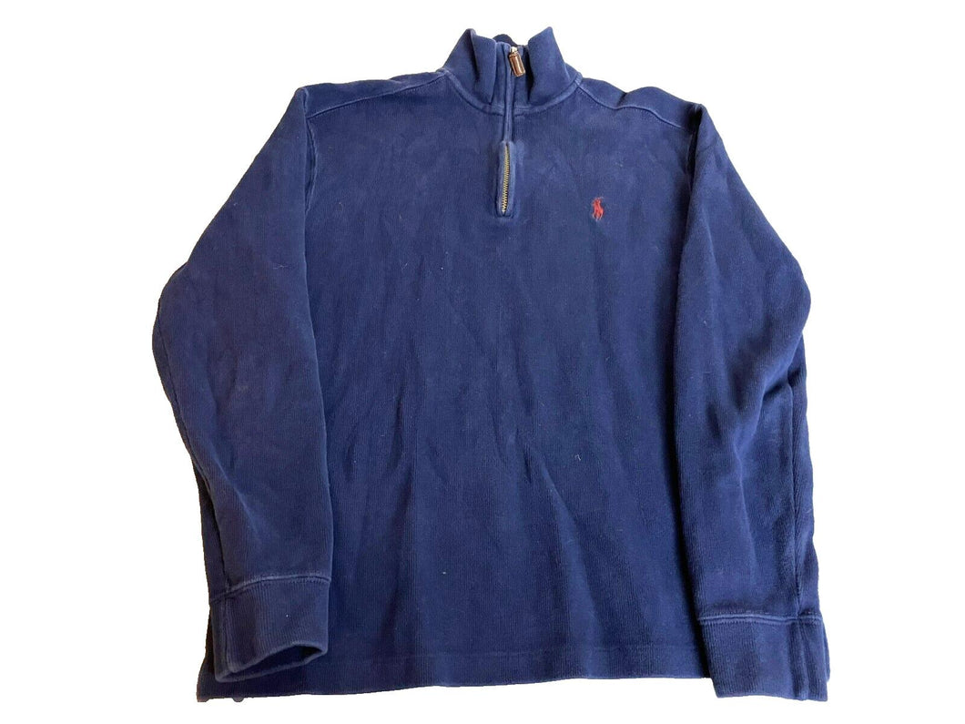 Polo Ralph Lauren Sweater Adult Small Navy 1/4 Zip Mock Neck Red Pony Mens