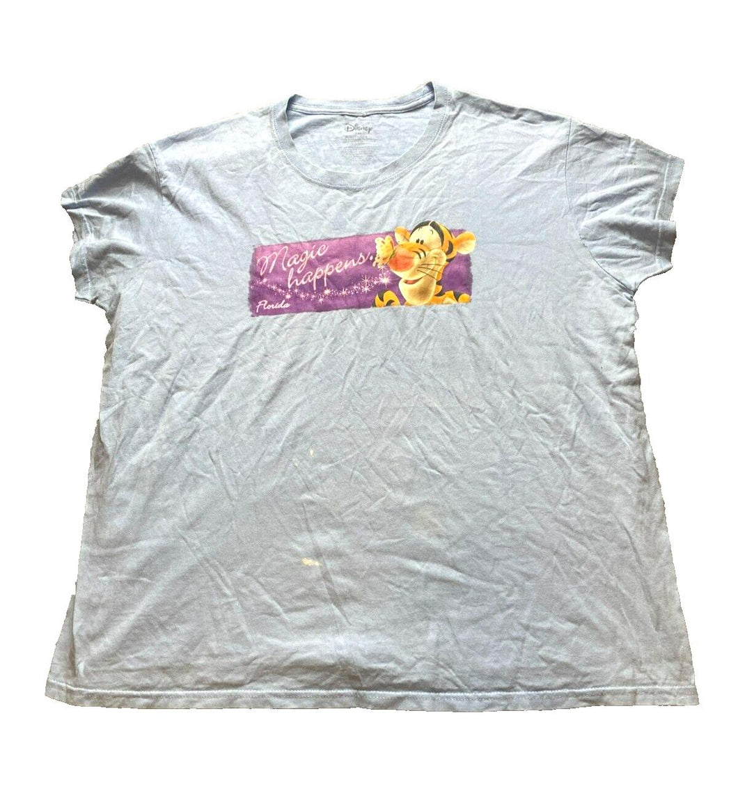 Tigger Shirt Womens Extra Large Light Blue Magic Happens Florida Disney Ladies
