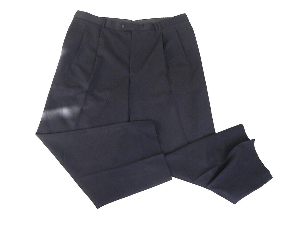 Worsted Wool Pants Adult 42x28 Pleated Straight Leg Casual Trouser Big Tall Mens