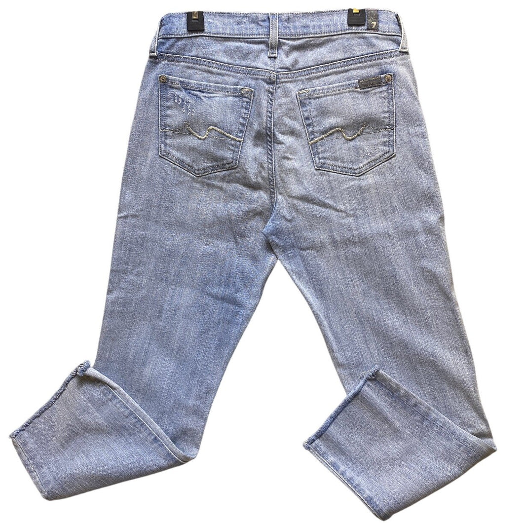 7 For All Mankind Jeans Womens 26 Distressed Denim Pants Ripped Light Wash