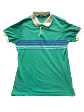 Load image into Gallery viewer, VTG Jantzen Shirt Adult Medium Green Blue Striped Preppy Patch Golf Polo Mens
