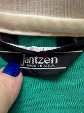 Load image into Gallery viewer, VTG Jantzen Shirt Adult Medium Green Blue Striped Preppy Patch Golf Polo Mens
