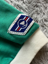 Load image into Gallery viewer, VTG Jantzen Shirt Adult Medium Green Blue Striped Preppy Patch Golf Polo Mens
