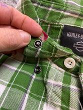 Load image into Gallery viewer, Harley Davidson Shirt Adult Extra Large Green White Plaid Button Up Motorcycles
