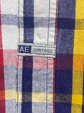 Load image into Gallery viewer, American Eagle Shirt Adult Large Button Up Flannel Plaid Denim Collar Pocket Men
