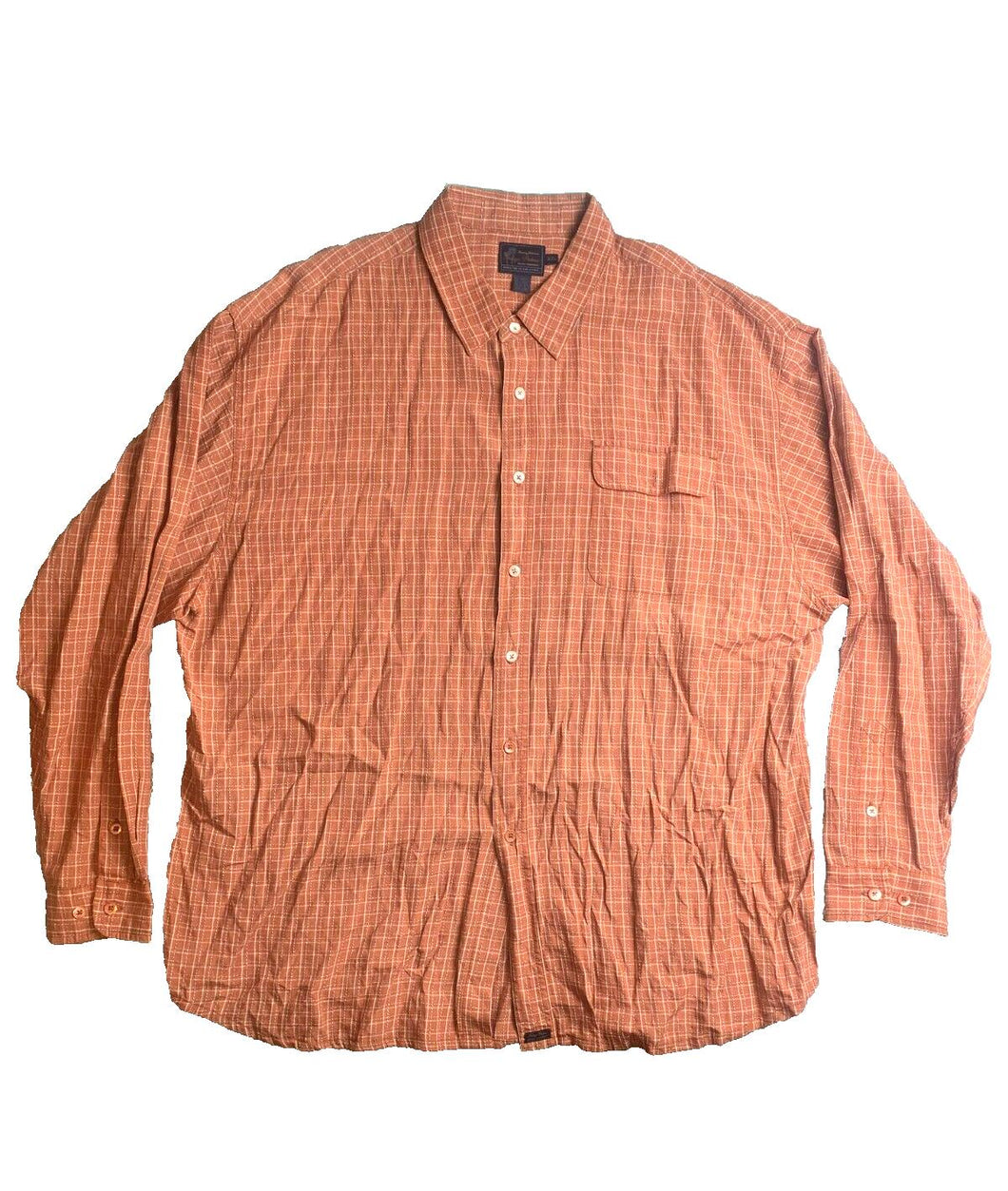 Tommy Bahama Shirt Adult 2XL XXL Orange Indigo Palms Tencel Linen Casual Mens