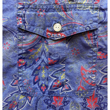Load image into Gallery viewer, Ralph Lauren Shirt Womens Medium Denim Blue Paisley Button Academia Old Money
