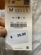 Load image into Gallery viewer, ZARA Shirt Womens Medium White Button Up Linen Cropped Oversized Blouse Lady NWT
