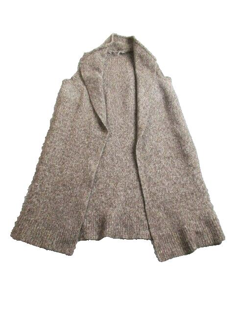 Athleta Sweater Womens Small Open Front Cardigan Vest Merino Wool Yak Hair Brown