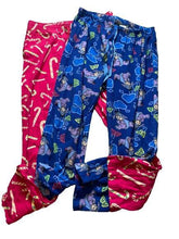 Load image into Gallery viewer, Lot of 2 Pajama Pants Womens Large Pink Blue Fleece Disney AOP Eeyore Candy Cane
