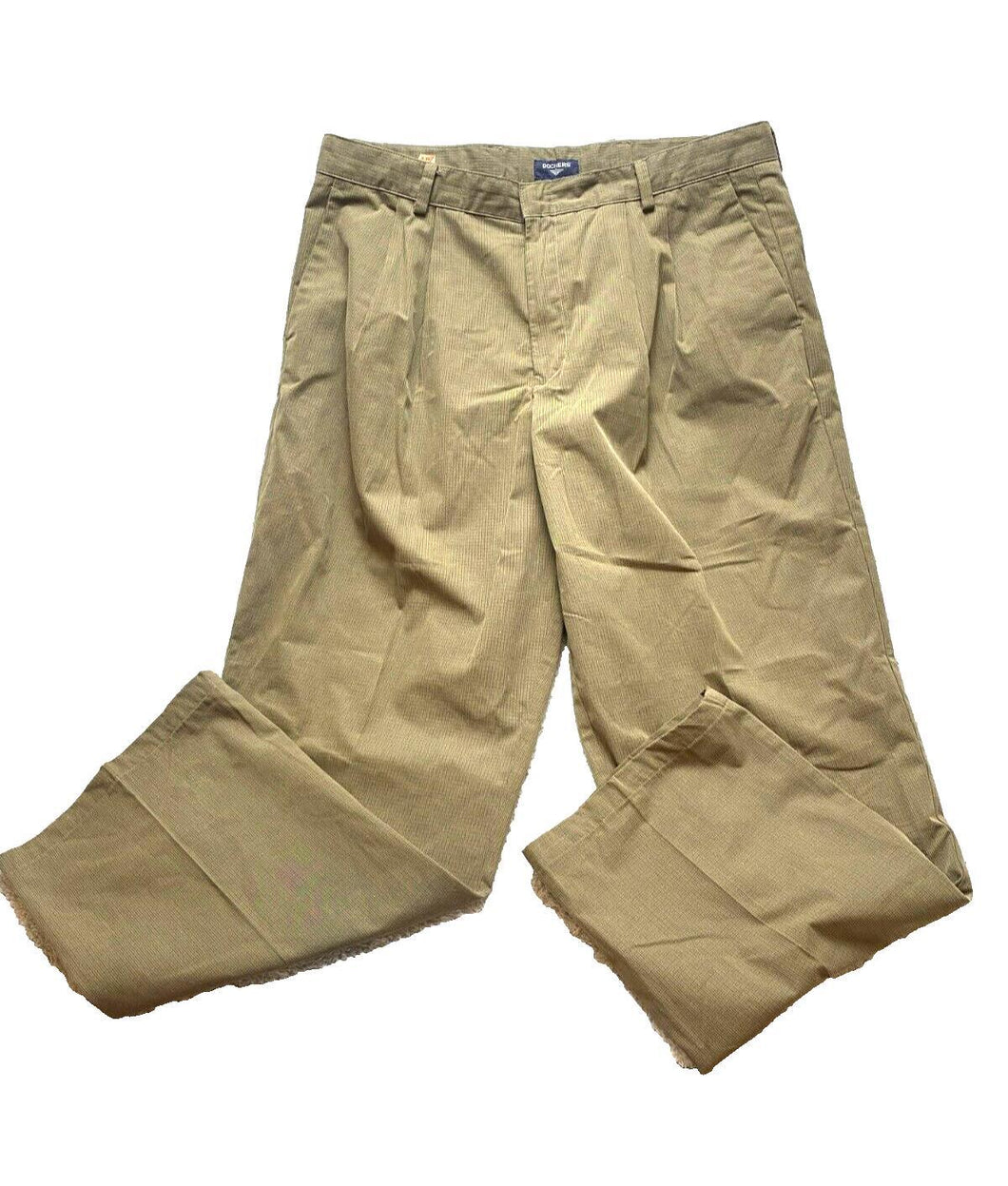 Dockers Pants Adult 38x32 Tan Navy Checkered Straight Trouser Pleated Dress Mens