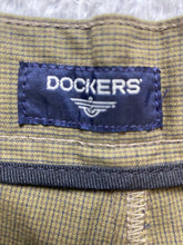 Load image into Gallery viewer, Dockers Pants Adult 38x32 Tan Navy Checkered Straight Trouser Pleated Dress Mens
