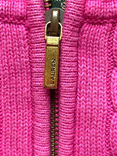 Load image into Gallery viewer, Lauren Ralph Lauren Sweater Womens Large Pink Cable Knit Oversized Crest Logo
