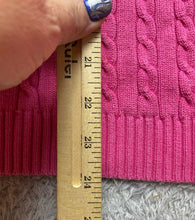 Load image into Gallery viewer, Lauren Ralph Lauren Sweater Womens Large Pink Cable Knit Oversized Crest Logo
