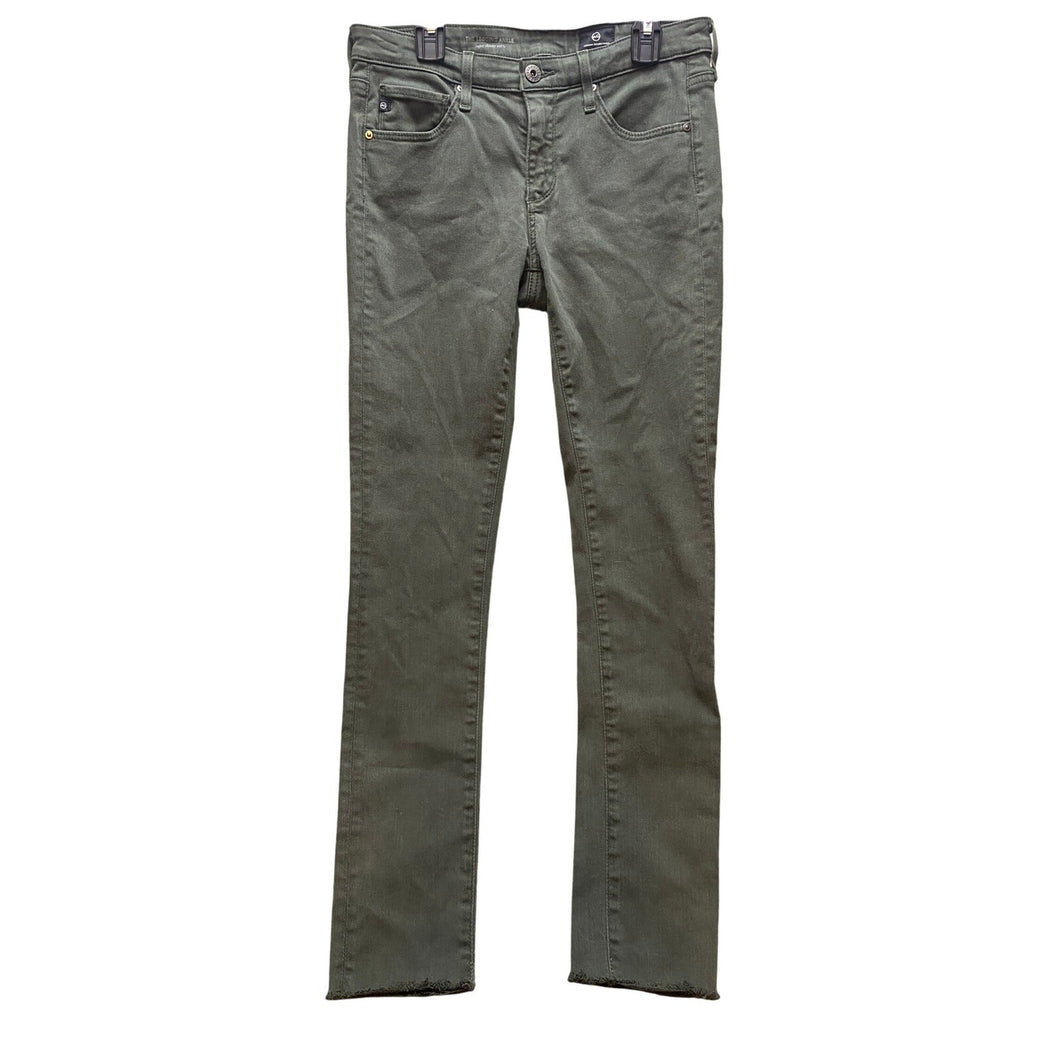 AG Adriano Goldschmied Jeans Womens 26R The Legging Ankle Olive Green Frayed Hem