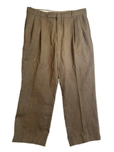 Load image into Gallery viewer, Wool Pants Adult 36Wx32L Brown Pleated Straight Leg Casual Trouser Dress Mens
